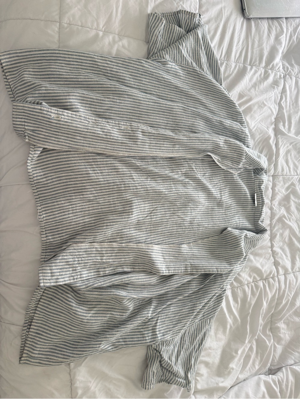 Striped Grey & White Womens Short Sleeve Shirt